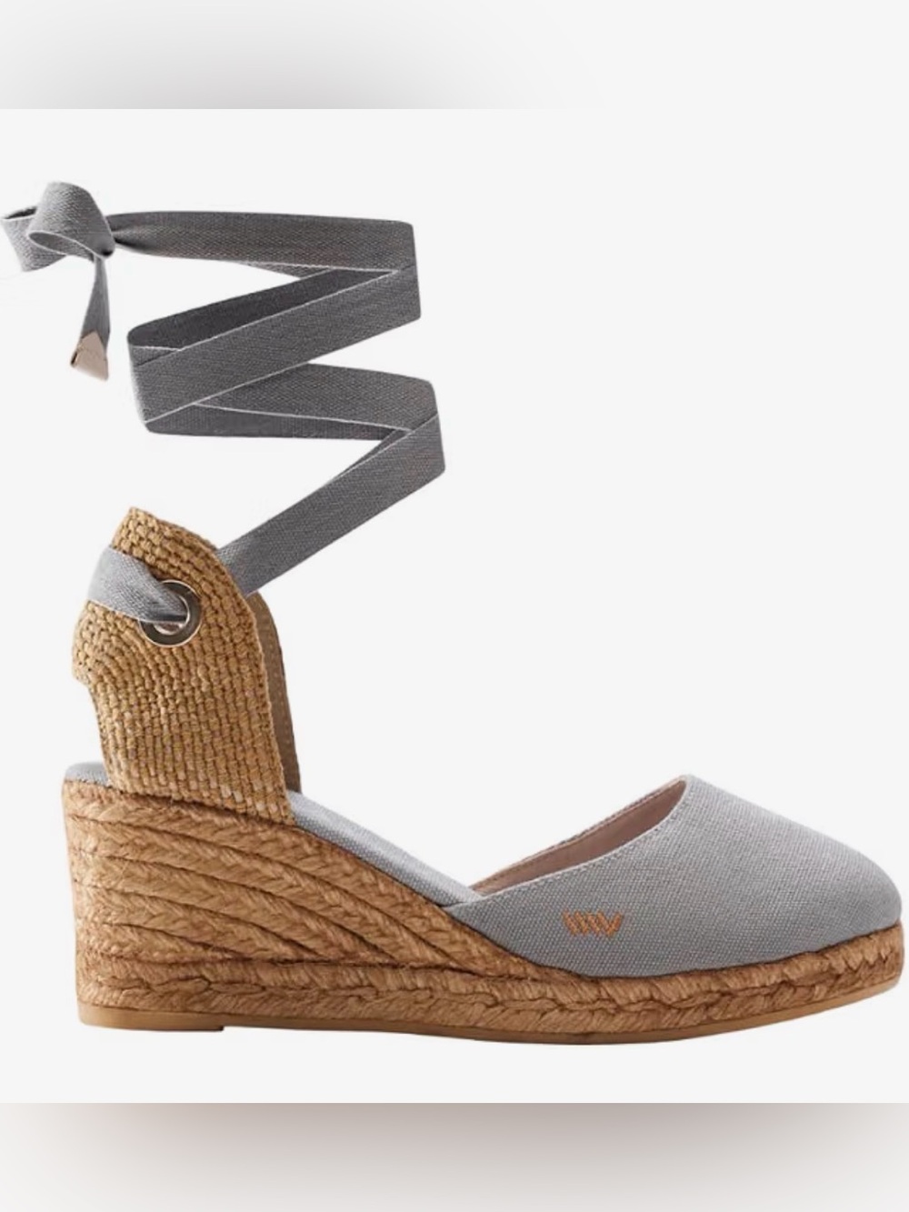 Viscata Gray Espadrille Wedge Tie-Up Sandals